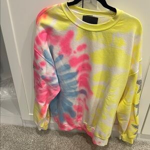Carmar tie dye sweatshirt with sparkle stars on sleeve. Size M. Worn once.